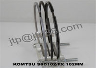 แหวนเหล็กลูกสูบสำหรับ Komatsu Excavator S6D102 ขนาด 2.88 + 2.37 + 4.0mm